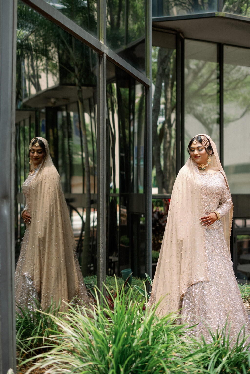 Bridal Wedding Portrait | Beige Cream Lehenga Dress Ideas | Indian Wedding Traditions