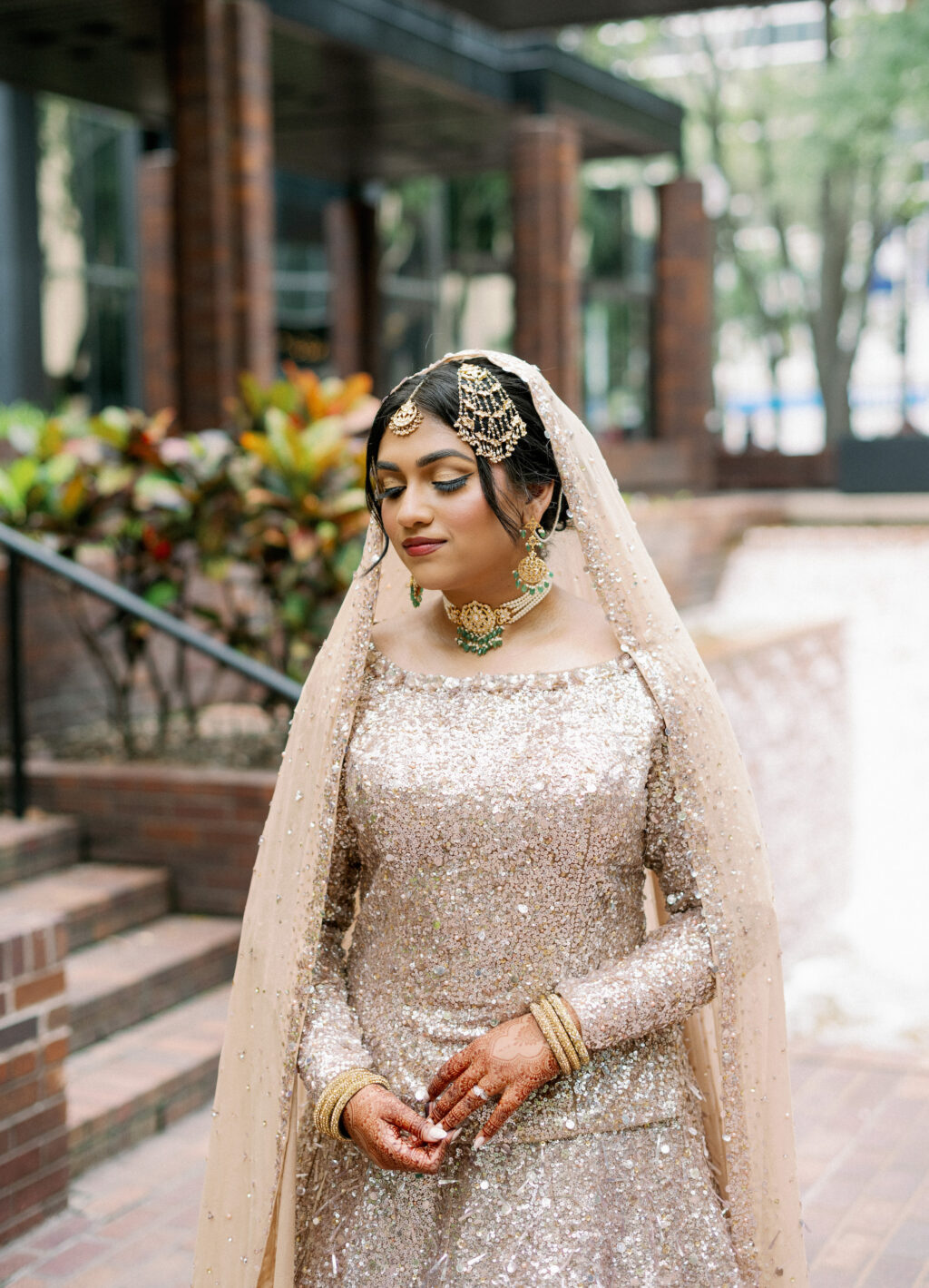 Bridal Glamour Portrait | Beige Cream Lehenga Dress Ideas | Indian Wedding Traditions | Tampa Bay Videographer Shannon Kelly Films | Photographer Dewitt For Love