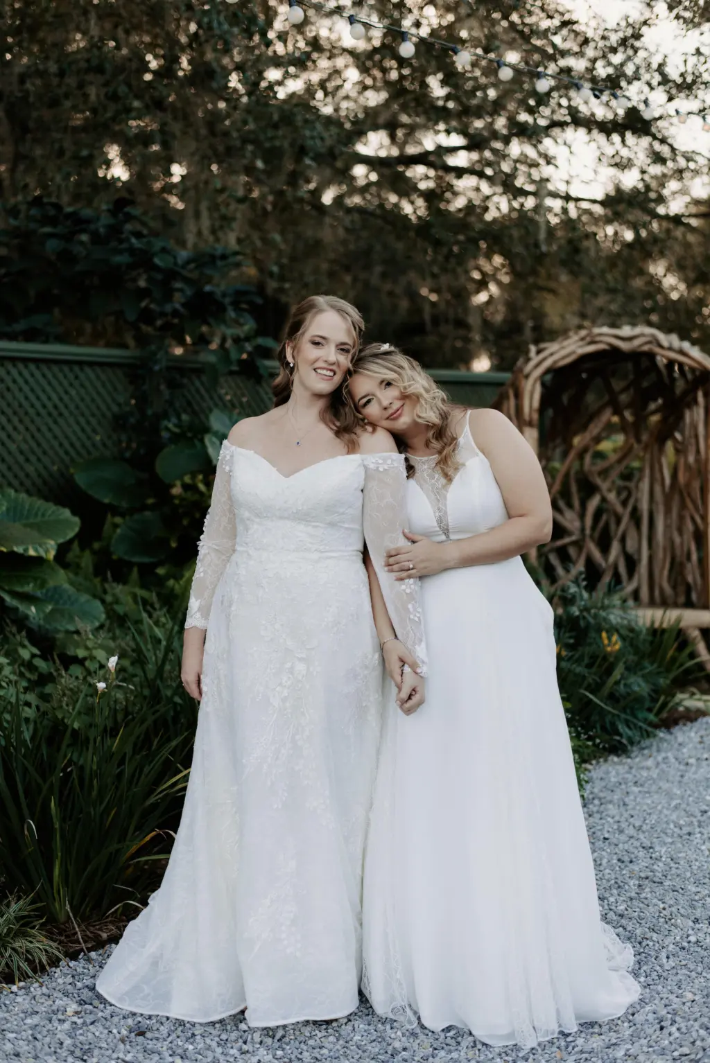 Same Sex Couple First Look Bridal Portraits at Garden Wedding Venue | Tampa Wedding Venue Mill Pond Estates | Planner Stephany Perry Events
