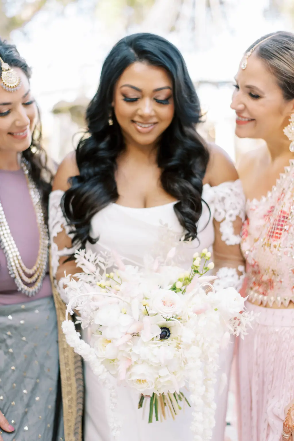 Bride with Bridesmaids Wedding Portrait | Indian Wedding Inspiration | Tampa Bay Florist Lemon Drops Weddings & Events