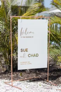 Modern White Acrylic Wedding Welcome Sign Ceremony Inspiration