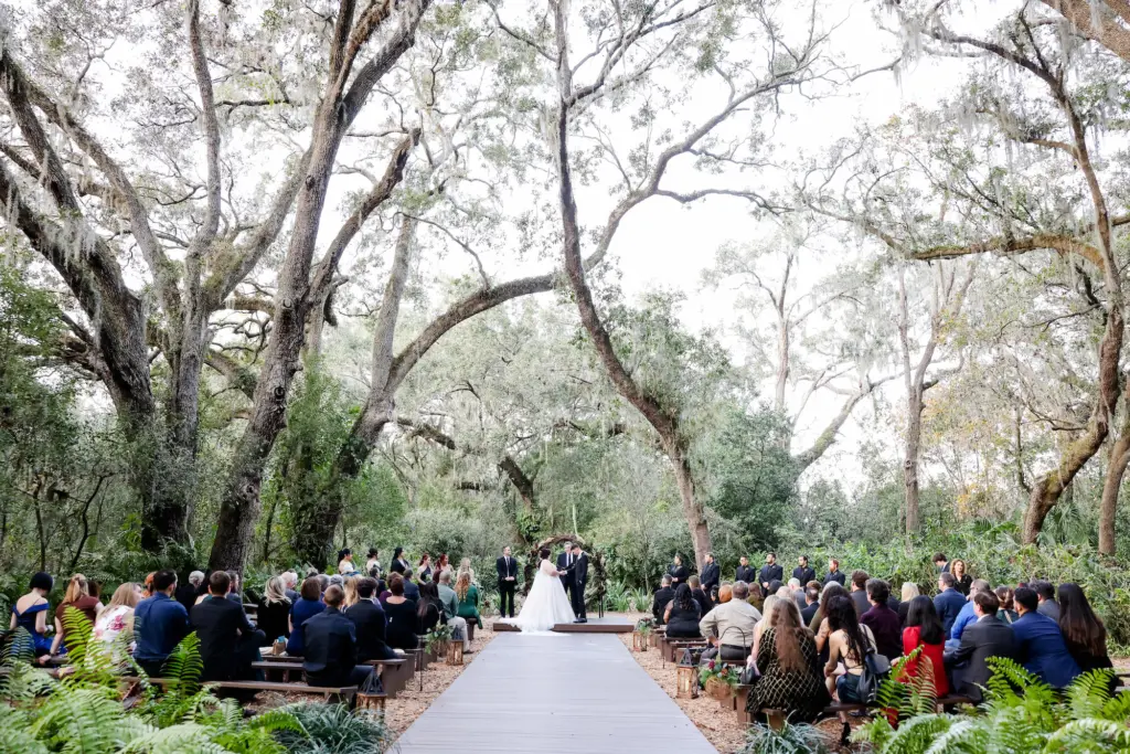 Outdoor Wedding Ceremony Vow Exchange in the Enchanted Forest | Wedding Under the Oak Trees | Tampa Bay Venue Cross Creek Ranch | Photographer Lifelong Photography Studio