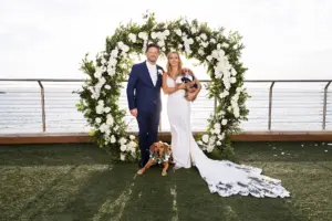 Bride and Groom Just Married with their Dogs Wedding Portrait | Clearwater Beach FairyTail Pet Care