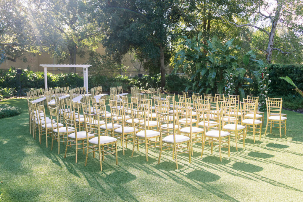Gold Chiavari Chairs for Garden Wedding Ceremony Ideas | Tampa Bay Kate Ryan Event Rentals
