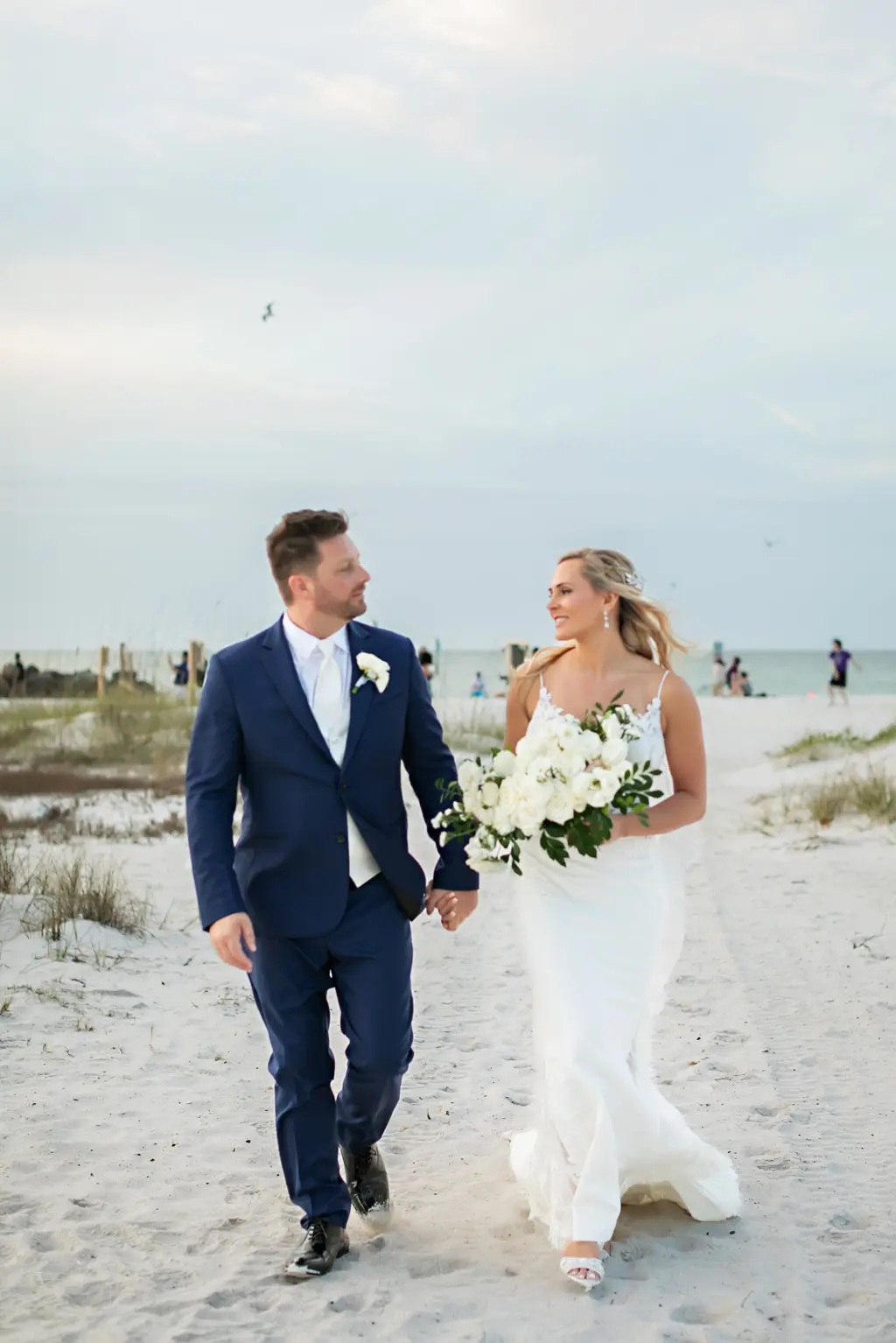 Bride and Groom Just Married Beach Wedding Portrait | Tampa Photographer Limelight Photography