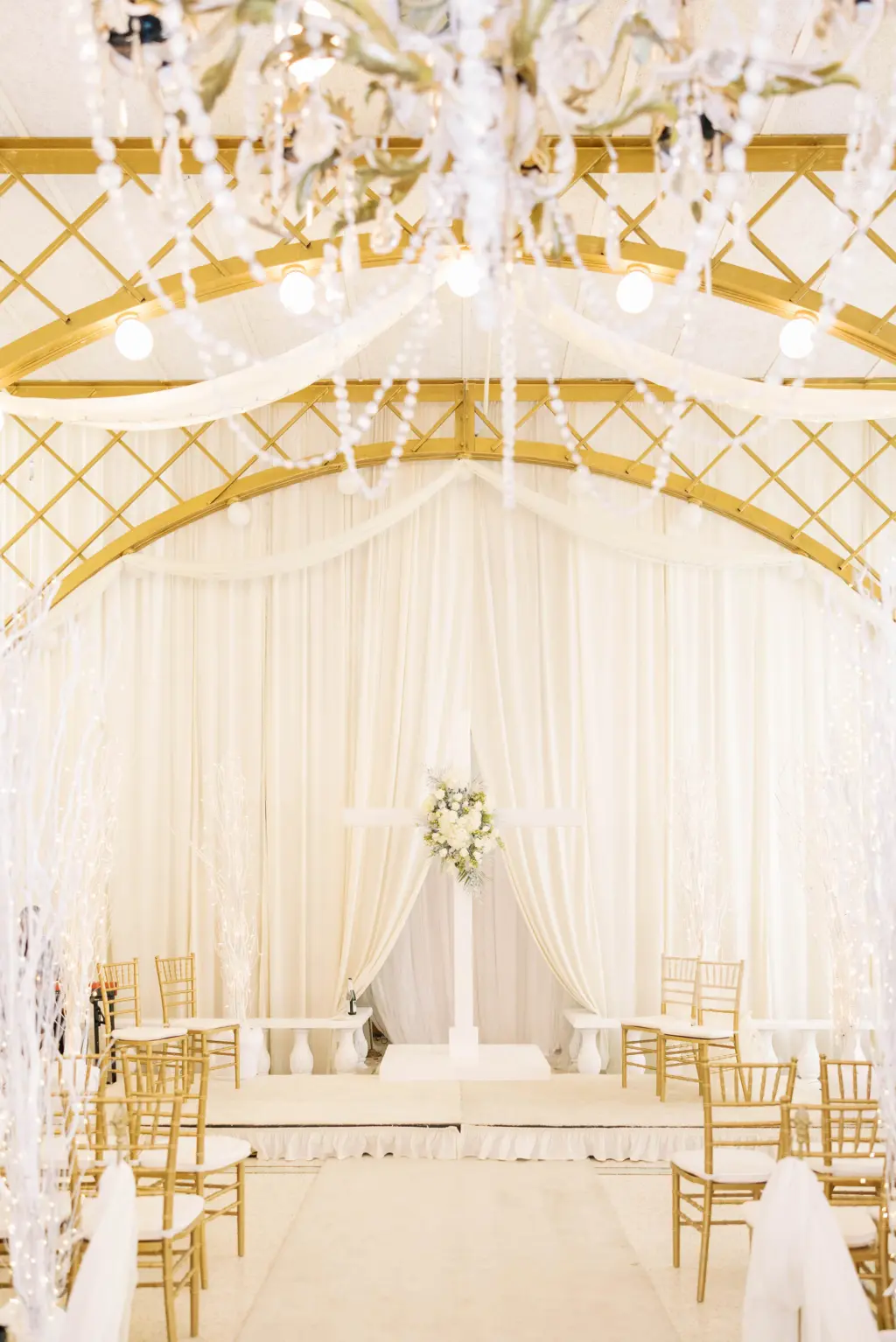 White and Gold Wedding Ceremony Altar Inspiration | Clearwater Venue Kapok Special Events