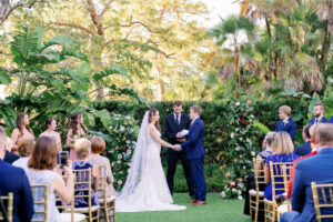 Bride and Groom Wedding Vow Exchange | Venue Tampa Garden Club | Planner Kelly Kennedy Weddings and Events | Kate Ryan Event Rentals