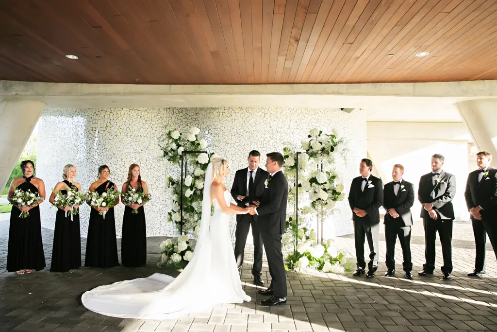 Bride and Groom Vow Exchange | Covered Outdoor Wedding Ceremony Inspiration | Tampa Bay Photographer Limelight Photography | Venue Streamsong Resort
