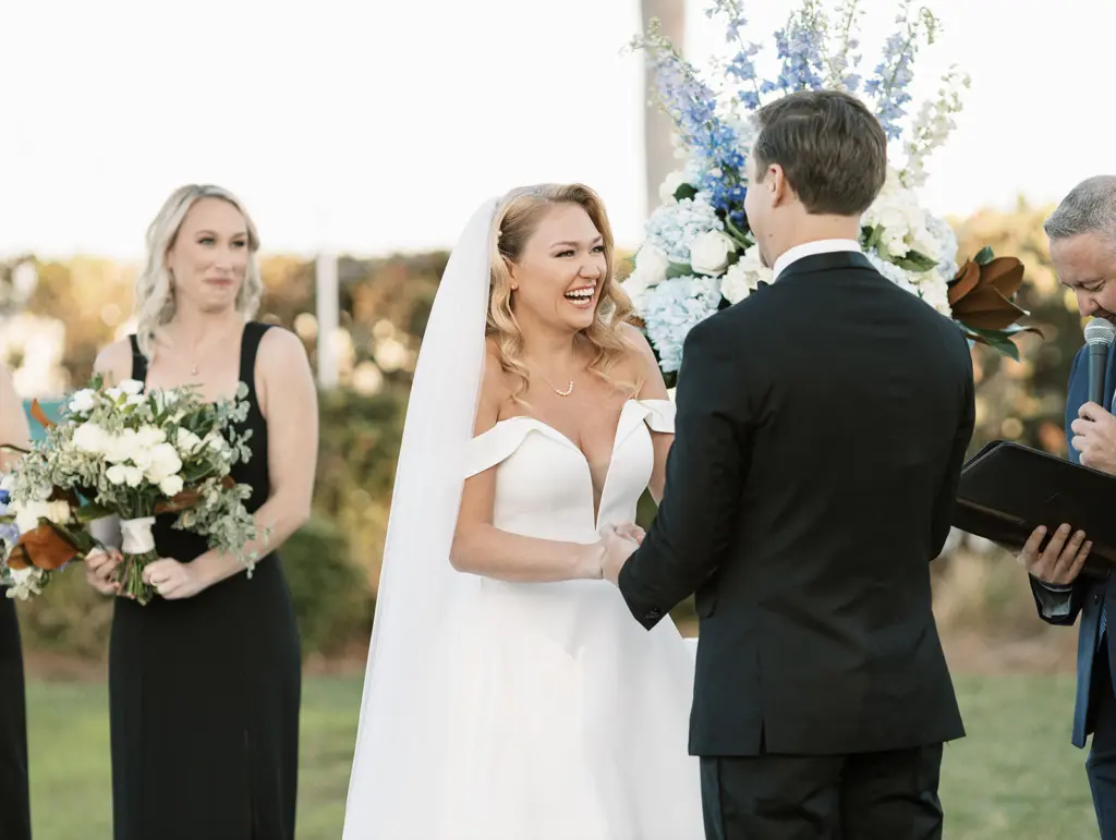 Bride and Groom Vow Exchange | Downtown Tampa Waterfront Wedding Ceremony | Tampa Bay Hair and Makeup Artist Femme Akoi Beauty Studio | Planner EventFull Weddings