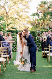 Bride and Groom Just Married Kiss | Garden Wedding Inspiration
