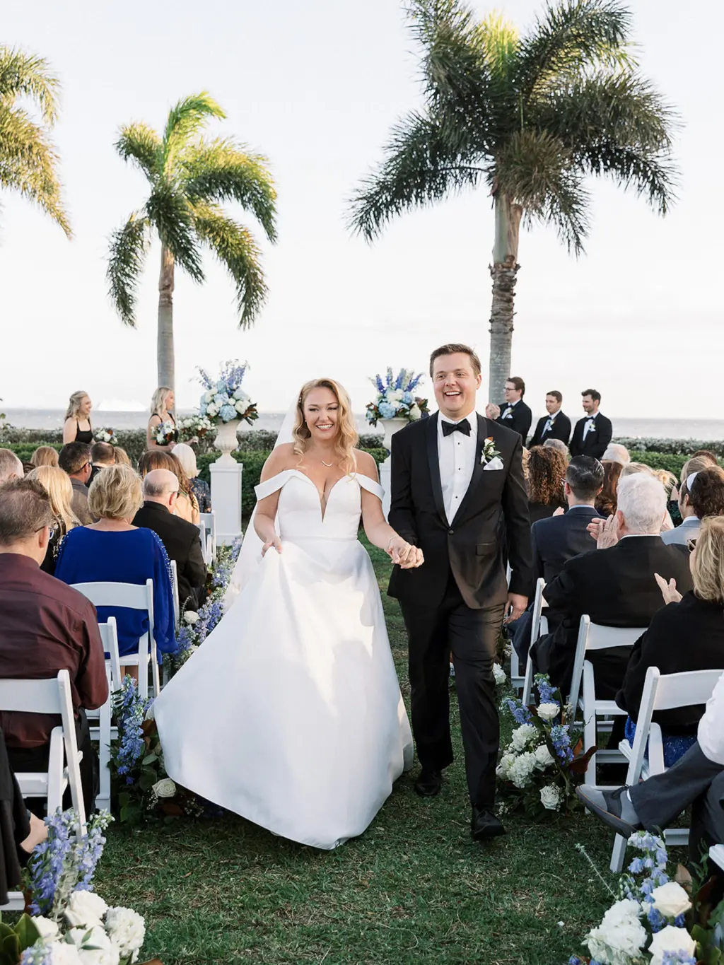 Bride and Groom Just Married Wedding Portrait | South Tampa Waterfront Wedding Ceremony | Planner EventFull Weddings