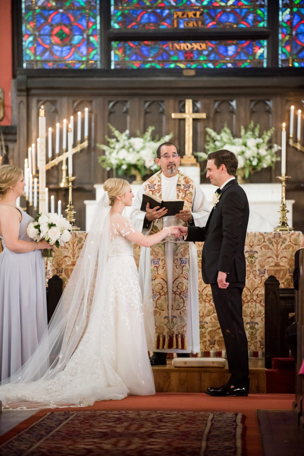 Bride and Groom Vow Exchange | Episcopal Church Wedding Ceremony Traditions Inspiration