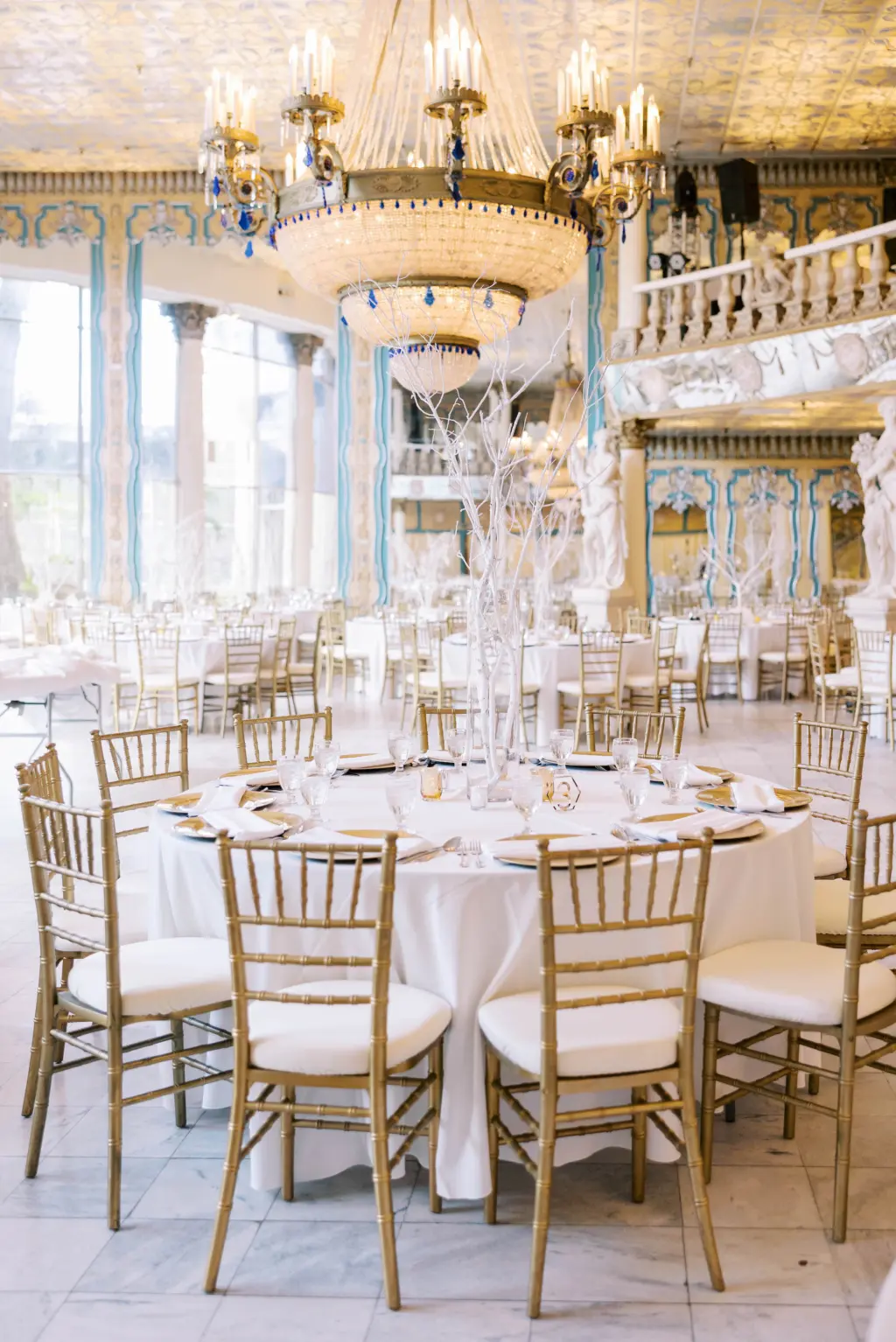 White Birchwood Tree Centerpiece Ideas | Gold and White Winter Wonderland Wedding Reception Ideas | Tampa Bay Venue Kapok Special Events | Florist Lemon Drops Weddings & Events