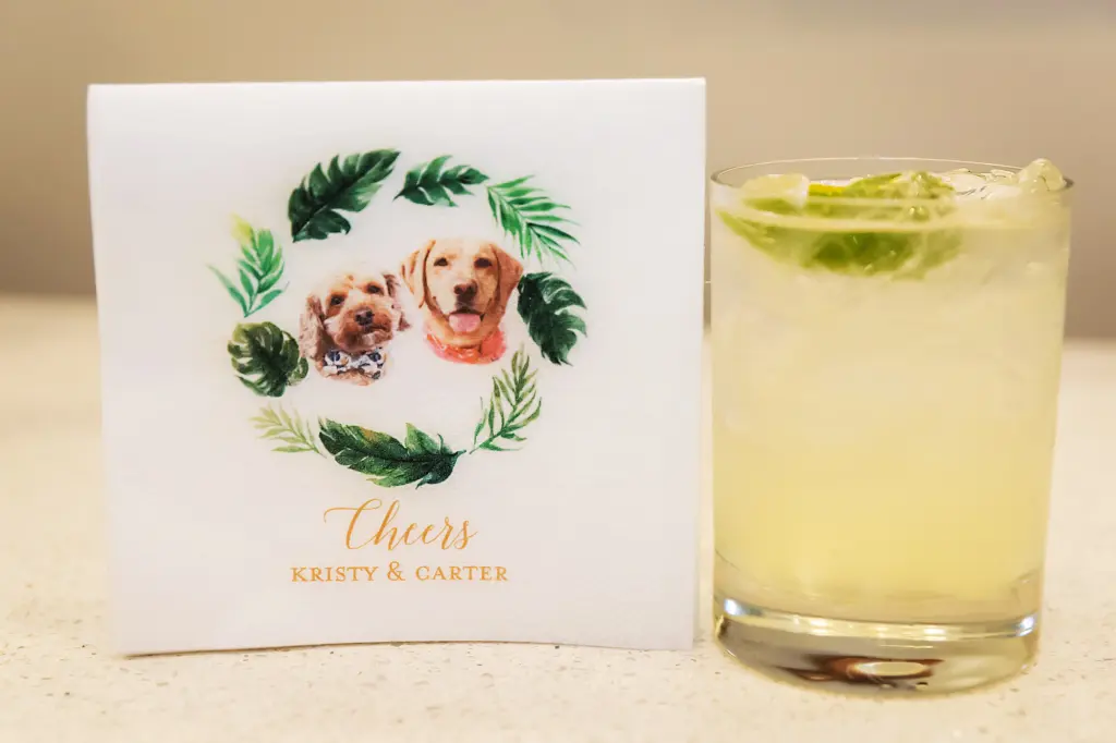 Custom Tropical Dog Cocktail Napkins for Wedding Reception