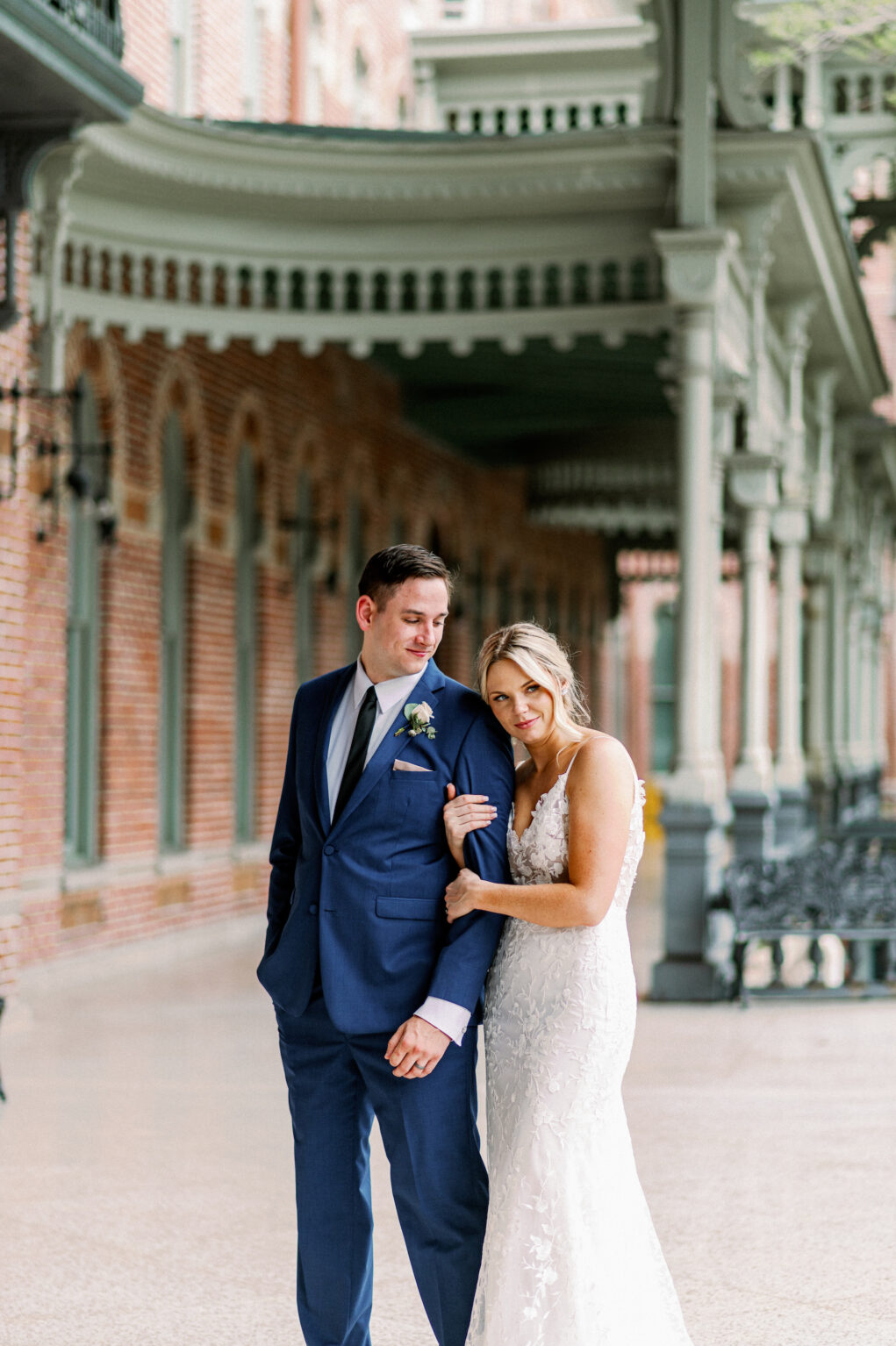 Intimate Bride and Groom Wedding Portrait at University of Tampa | Photographer Dewitt for Love