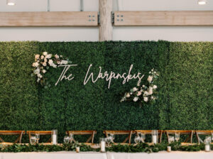 Greenery Wall with Personalized Laser-Cut Last Name Backdrop for Head Table | Rustic Wedding Reception Inspiration