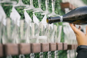 Wedding Reception Seating Arrangement Champagne Wall Ideas