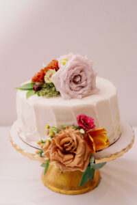 Fall Garden Round Single-Tiered Buttercream Wedding Cake with Rose Accents Ideas