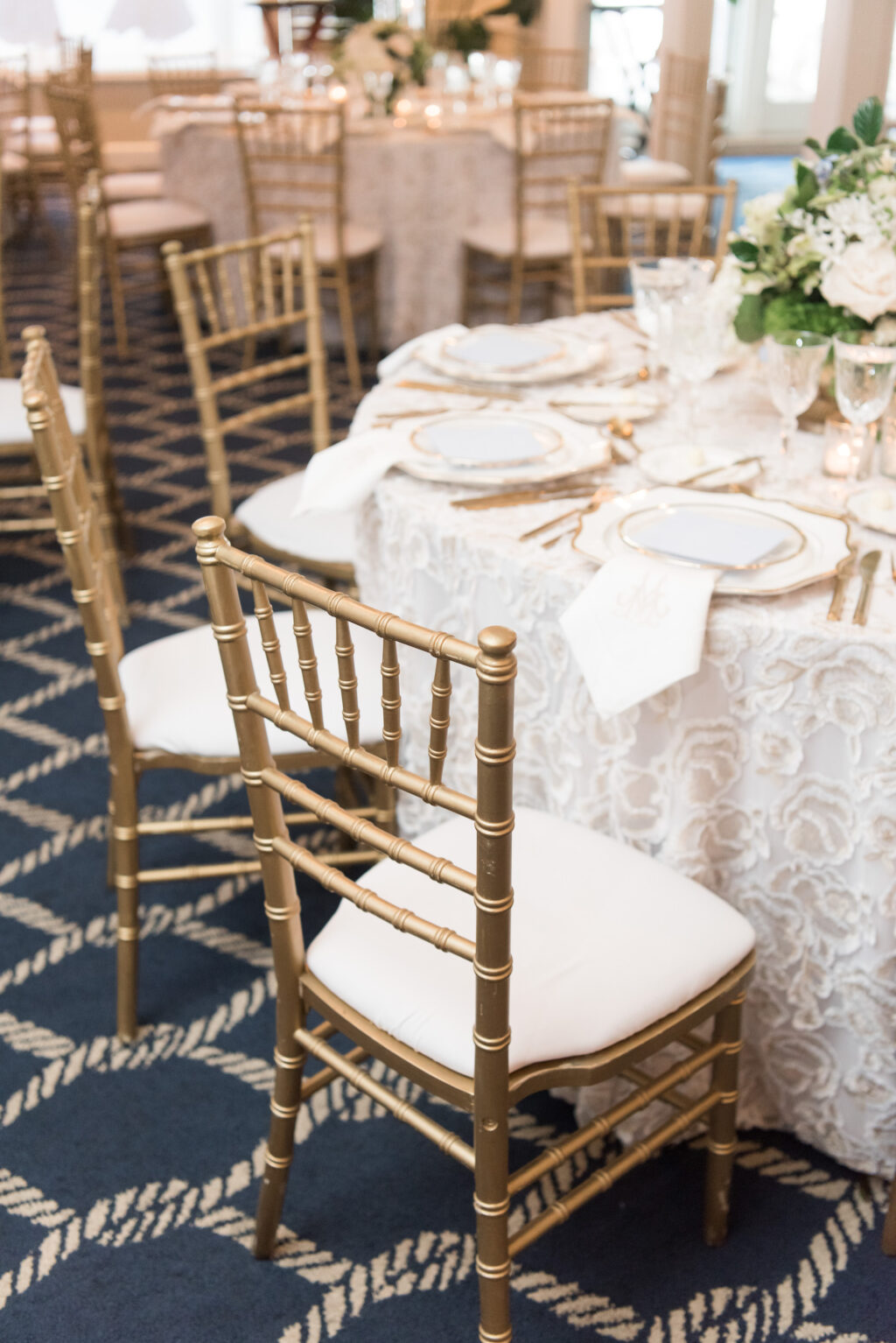 Gold Chiavari Chairs for Wedding Reception | Tampa Bay Kate Ryan Event Rentals