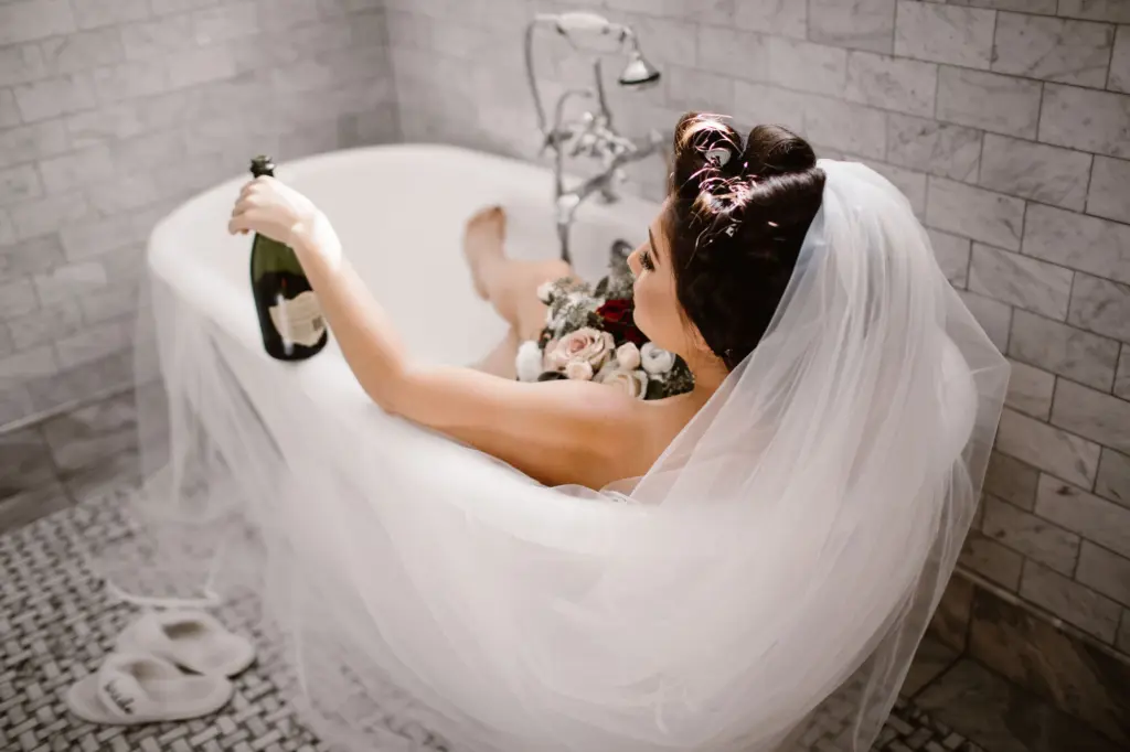 Bride in Bathtub Wedding Portrait