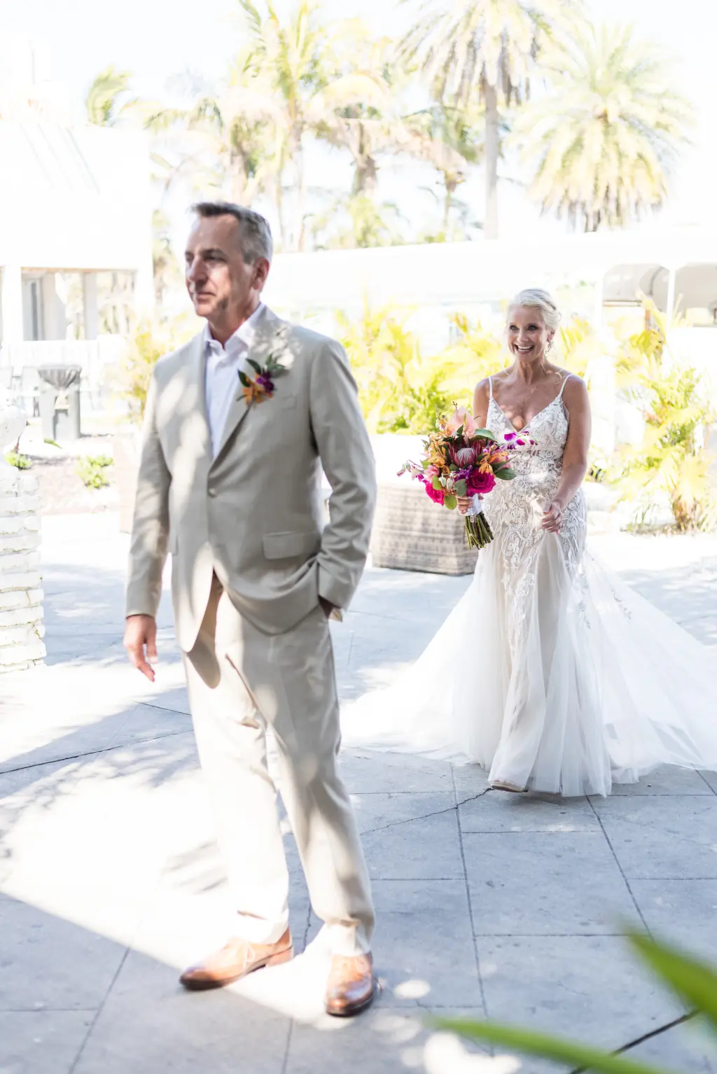 Bride and Groom First Look Wedding Portrait