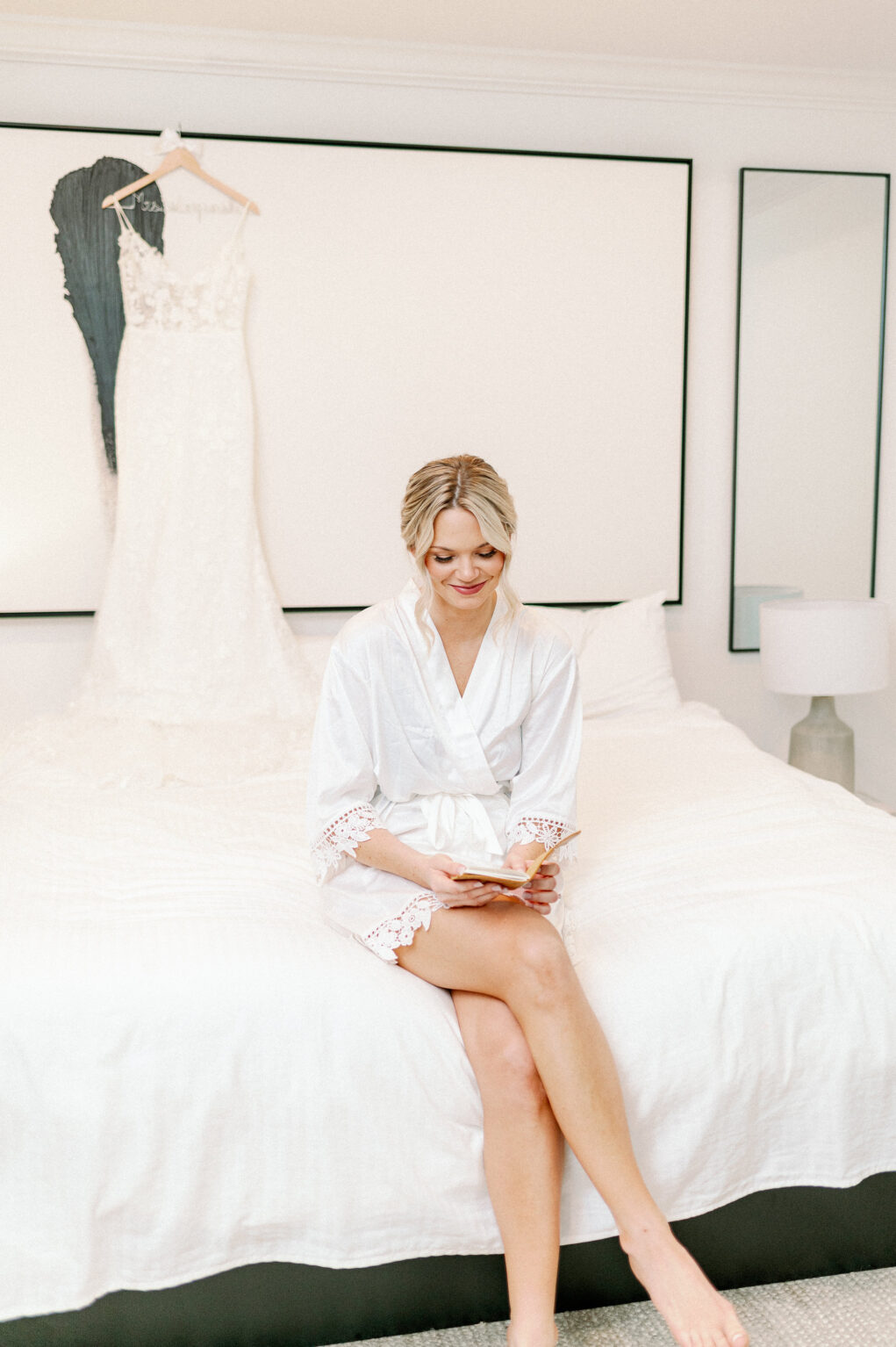 Bride Getting Ready in White Robe on Wedding Day | Tampa Photographer Dewitt for Love Photography