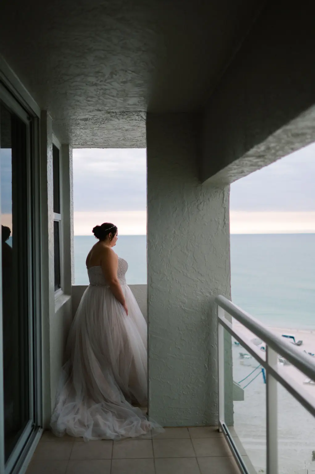Bride Overlooking the Beach Wedding Portrait