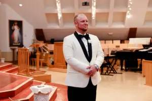 Groom's Reaction to Bride Walking Down Wedding Aisle