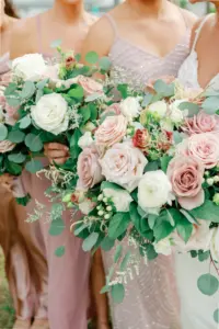 Romantic Blush, Cream and Mauve Spring Wedding Bouquet with Eucalyptus Wedding Floral Inspiration