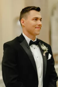 Groom's Reaction to Bride Walking Down Wedding Ceremony Aisle