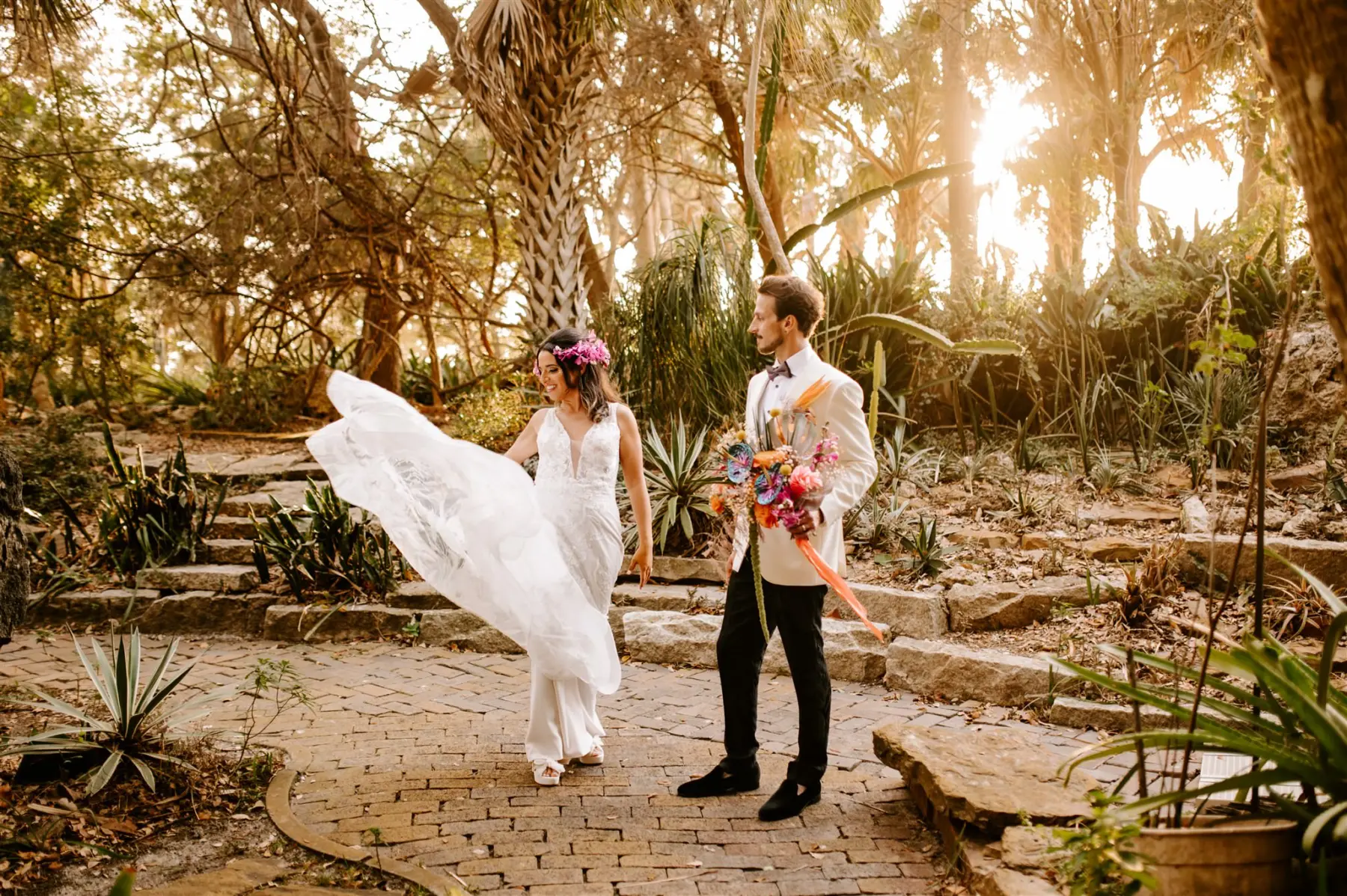 Bride and Groom Tropical Wedding Venue Inspiration | St Pete Event Venue Sacred Lands