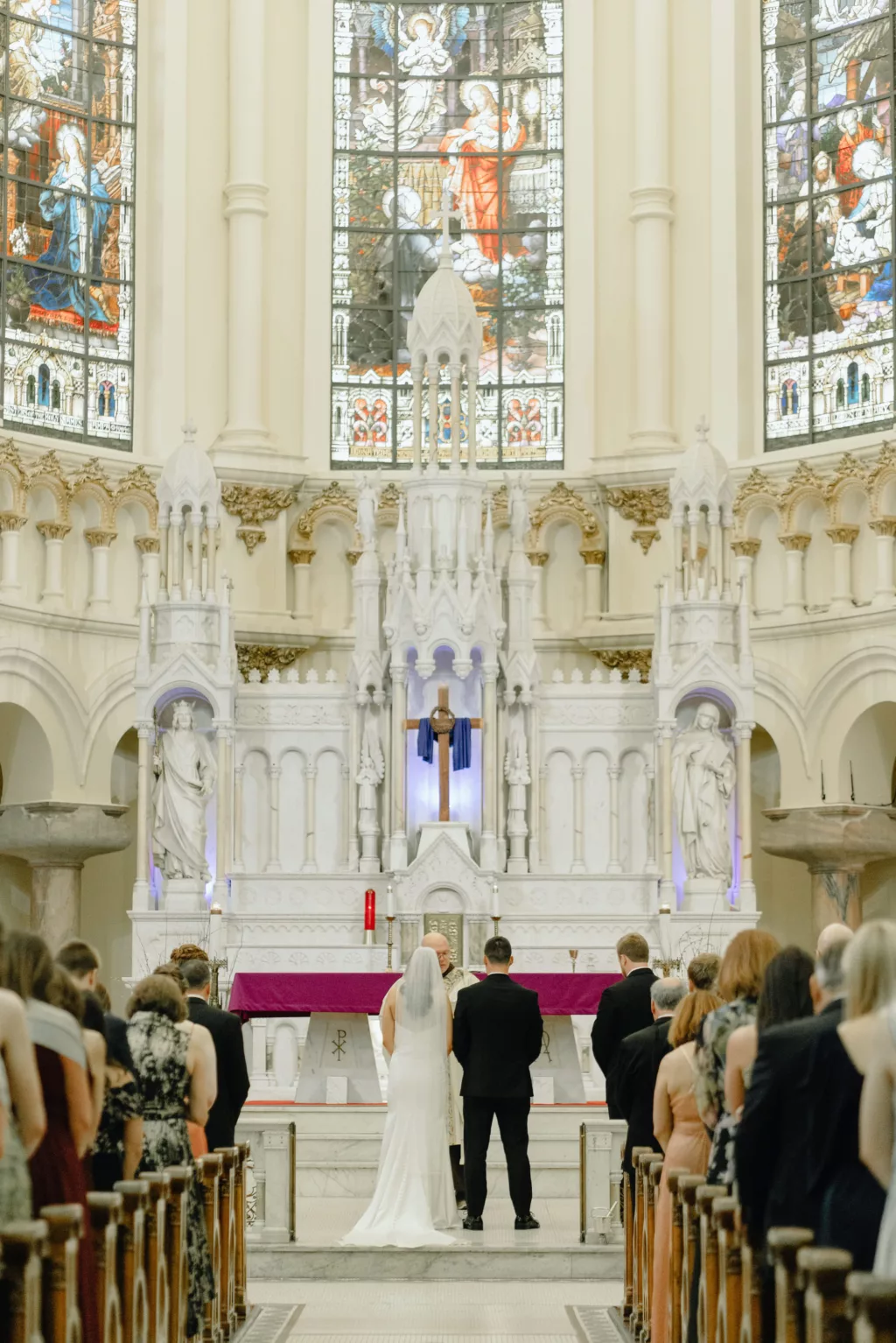 Bride and Groom Catholic Wedding Ceremony Inspiration | Downtown Tampa Event Venue Sacred Heart Catholic Church