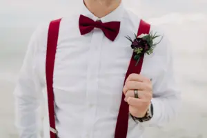 Burgundy Wedding Suspenders and Bow Tie for Groom Inspiration