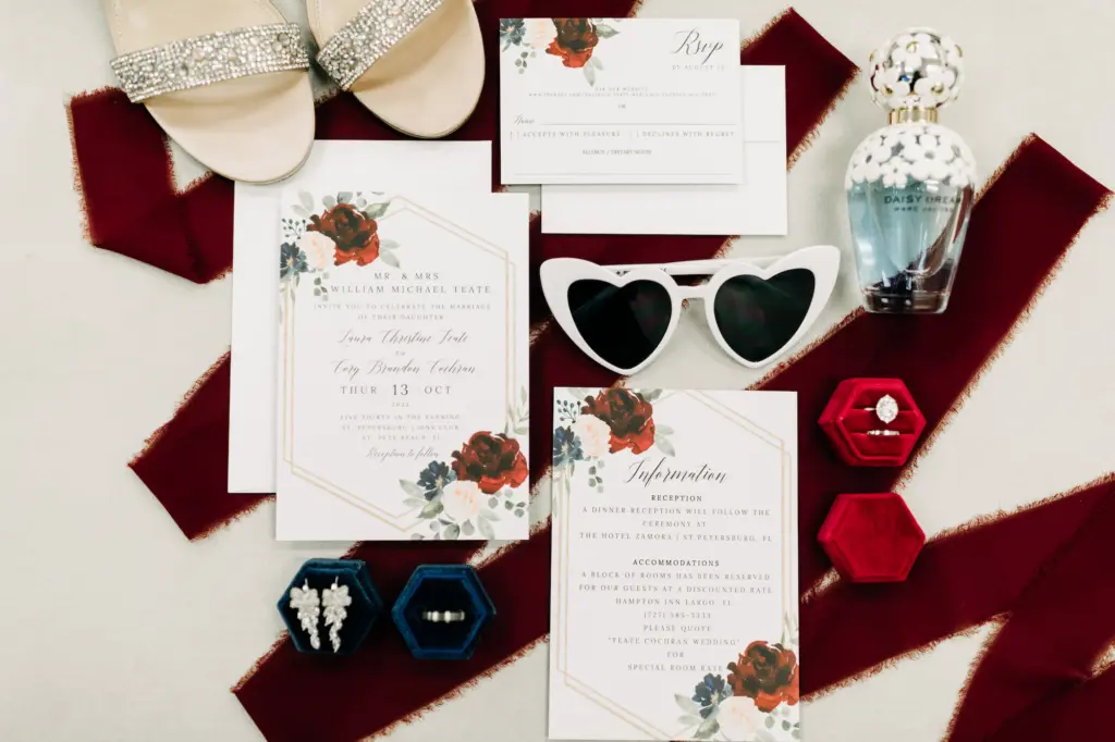 Floral Burgundy Fall Wedding Invitation Suite Ideas