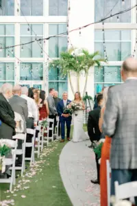 Father of the Bride Walks Bride Down the Aisle in Tropical Wedding Ceremony