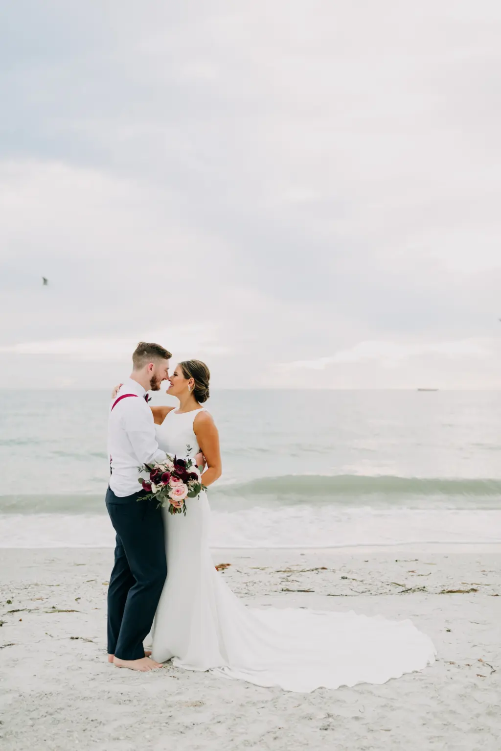 Bride and Groom Fall Elopement Beach Wedding Portrait | Florida Photographer Amber McWhorter Photography