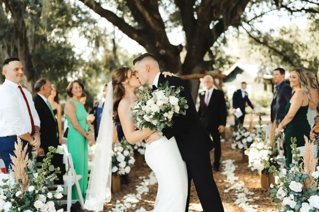 Bride and Groom Just Married Wedding Portrait | Tampa Bay Photographer Videographer J&S Media | Florist Monarch Events and Design | Venue Cross Creek Ranch