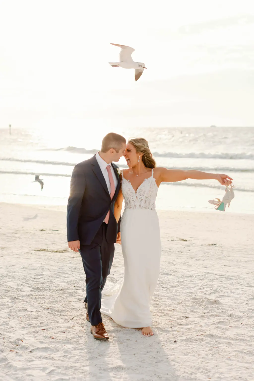Bride and Groom Beach Wedding Portrait Inspiration