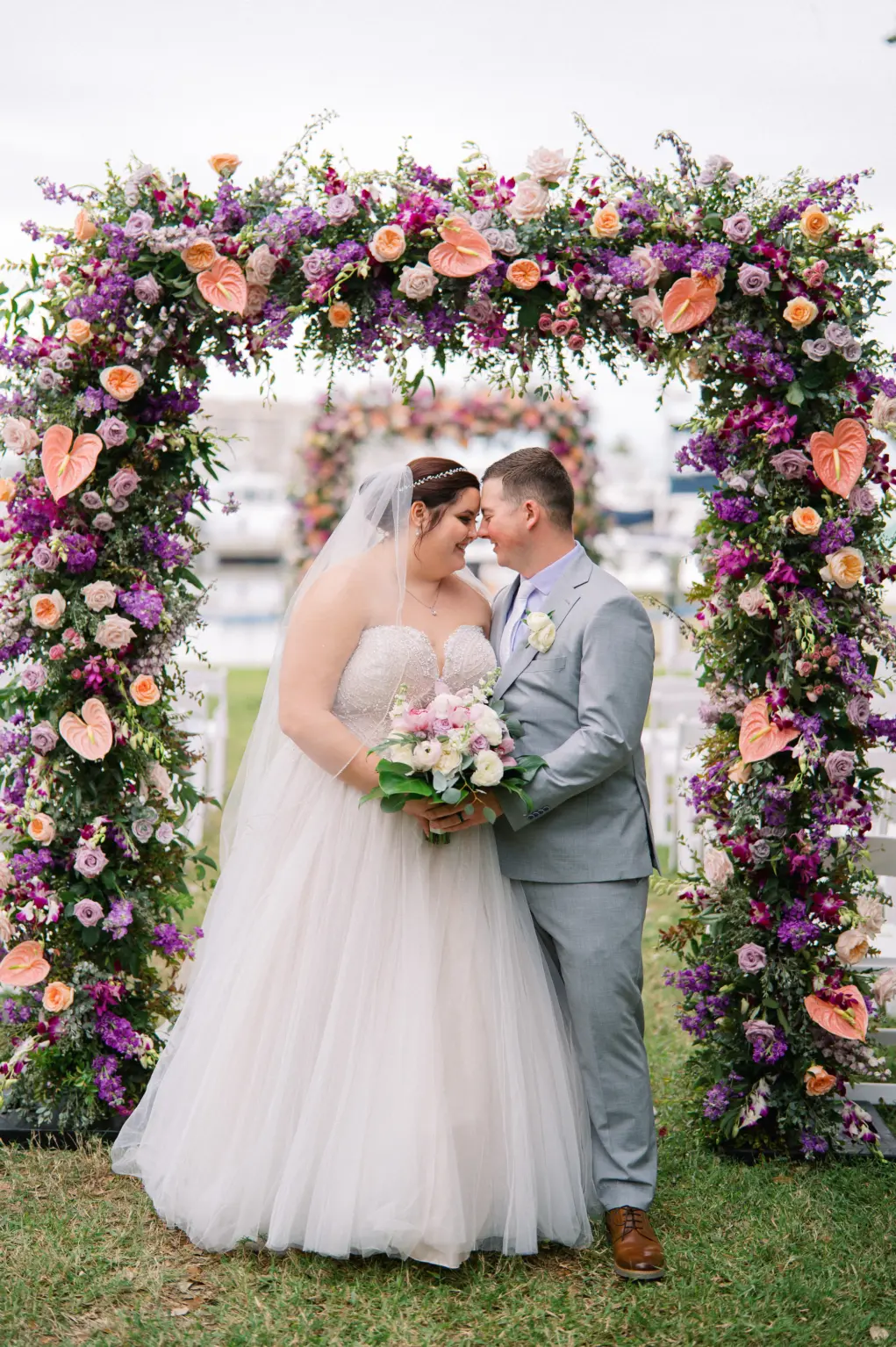 Bride and Groom Just Married Wedding Portrait | Tampa Bay Florist Botanica International Design Studio