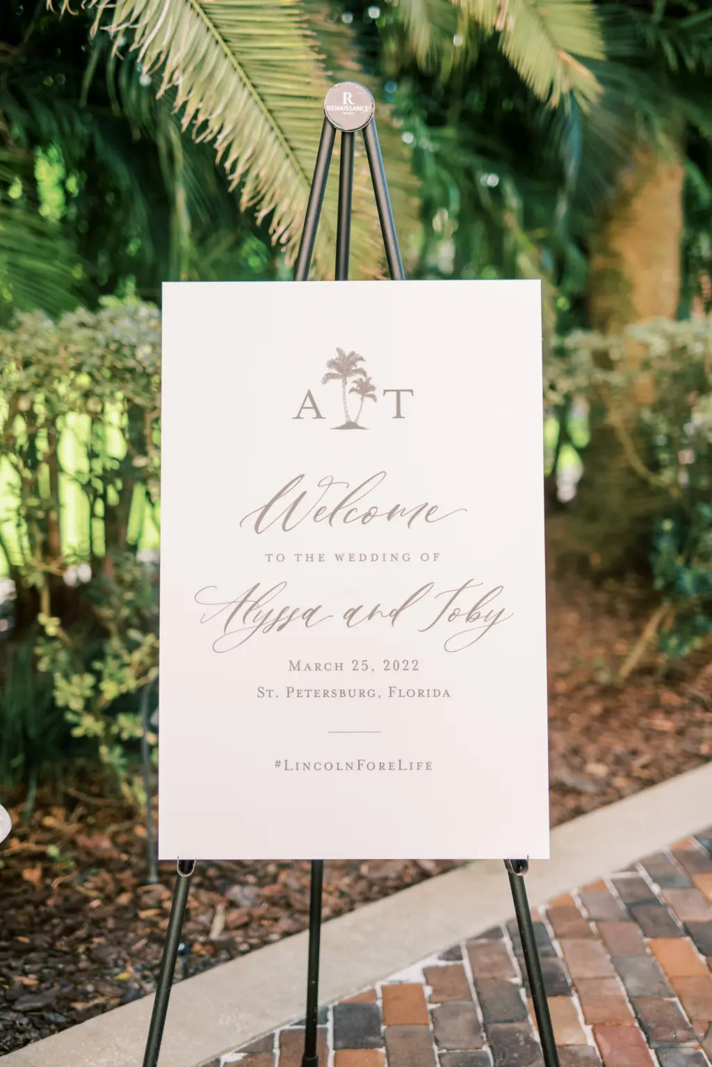 Blush Palm Tree Welcome Wedding Ceremony Sign | Tampa Bay Custom Day of Stationery AP Design Co.