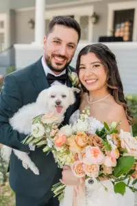 Bride and Groom Wedding Portrait with Their Dog | Tampa Florida Photographer Mary Anna Photography