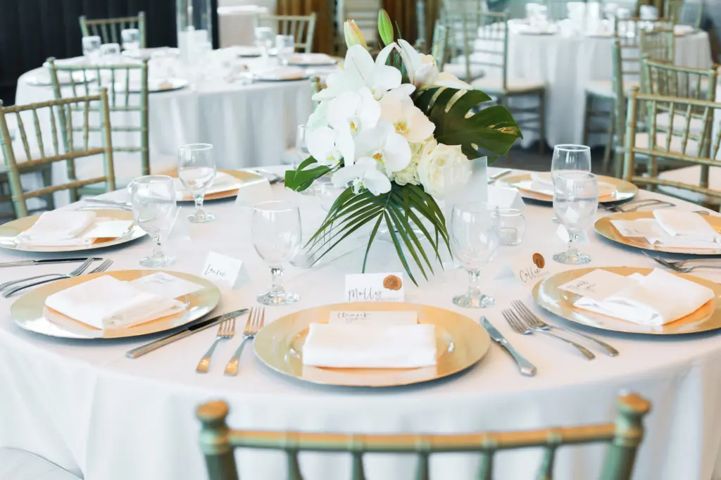 Tropical Gold and White Wedding Reception Ideas | Tampa Bay Planner Coastal Coordinating