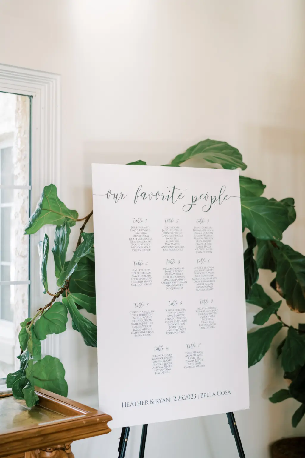 Our Favorite People Wedding Reception Seating Chart Inspiration