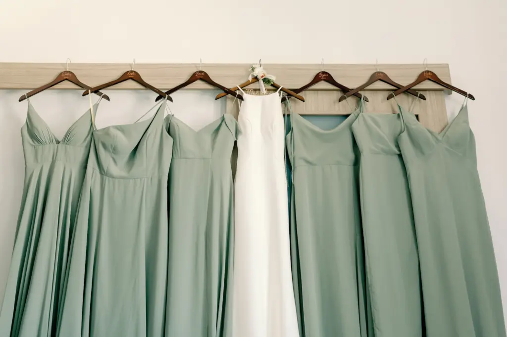 Sage Pastel Green Floor Length Mix and Match Bridesmaids Dress Ideas
