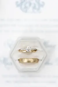 Round Diamond Engagement Ring with Gold Wedding Band Ideas
