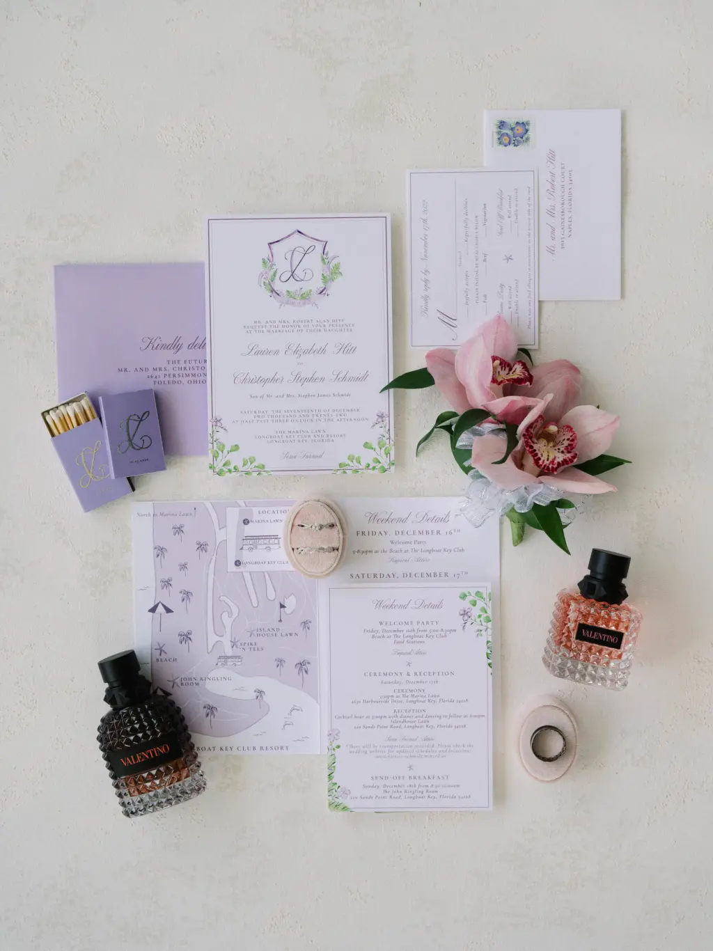 Purple Wedding Invitation Suite Inspiration with Custom Map