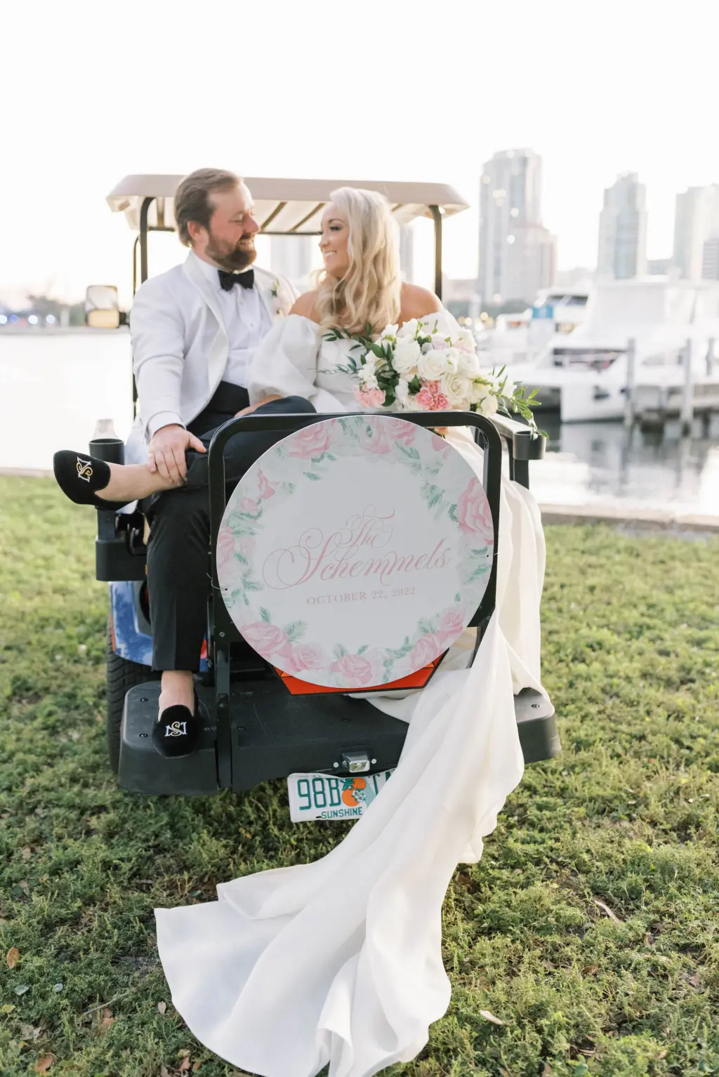 Custom Sign Ideas for Bride and Groom's Wedding Golf Cart Getaway