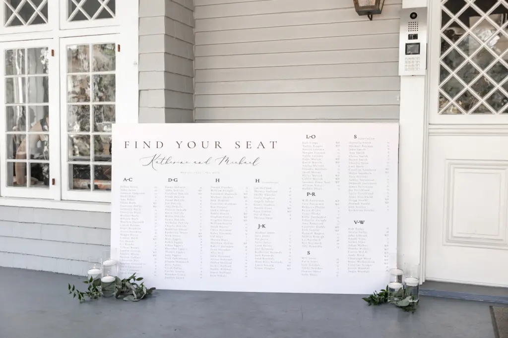 Find Your Seat White and Black Wedding Reception Seating Chart Ideas