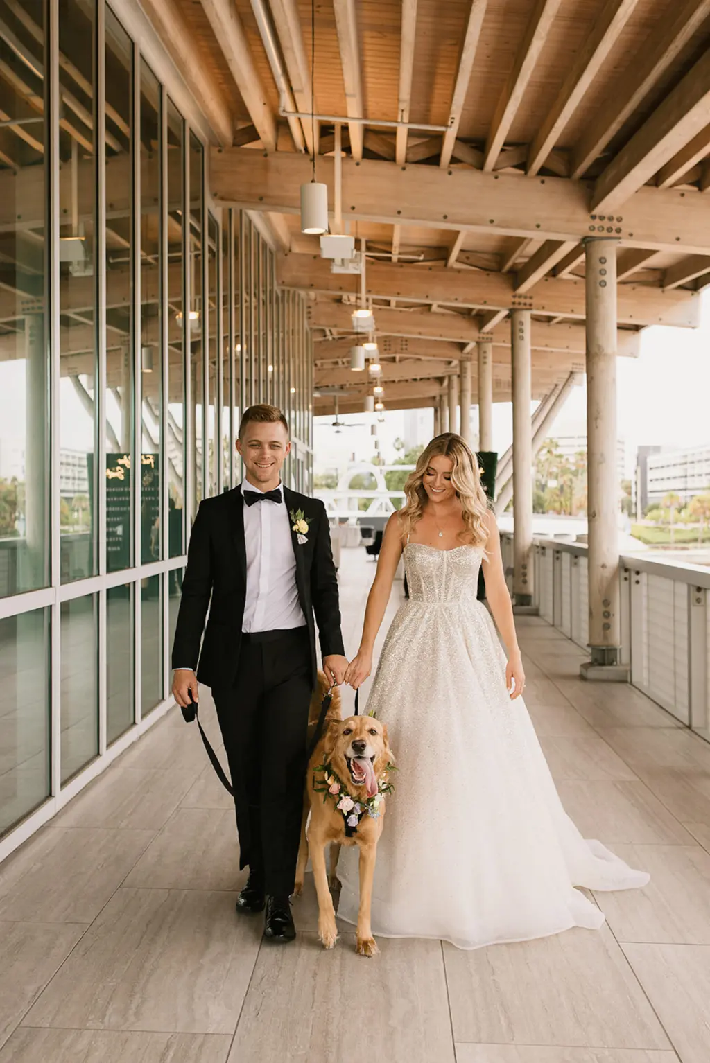 Bride and Groom with Dog on Wedding Day | Tampa Bay FairyTail Pet Care