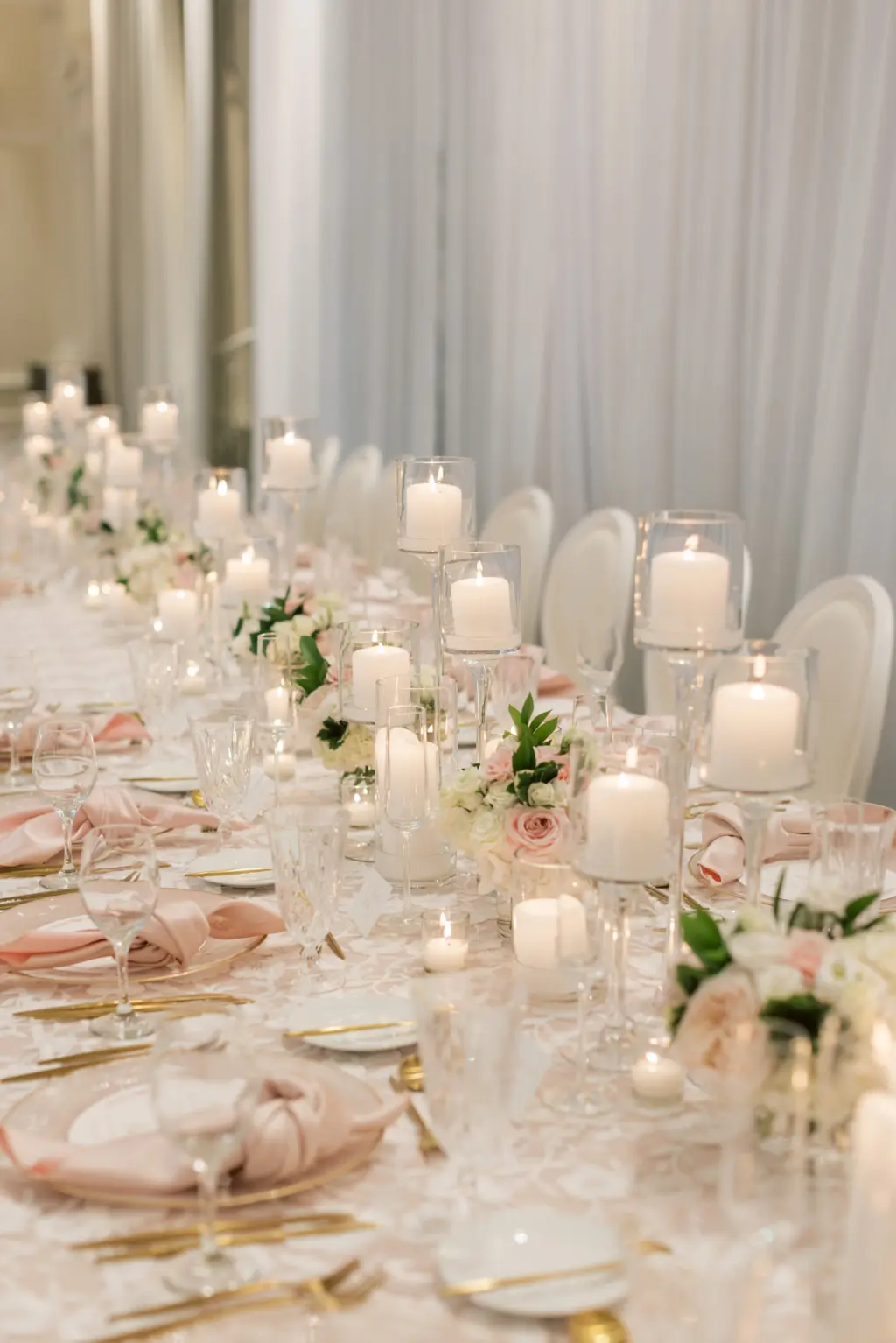 Pink Old Florida Candlelit Wedding Reception Centerpiece Feasting Table Inspiration